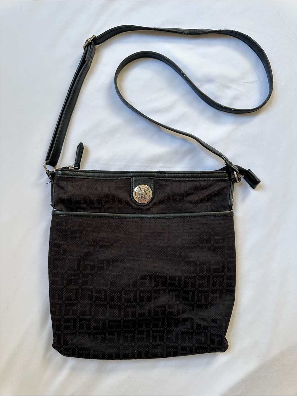 Tommy Hilfiger Black Crossbody Bag with Branded Emblem